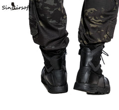 SINAIRSOFT Outdoor Genuine Leather U.S. Military Assault Tactical Boots Breathable  Anti-Slip Men Fishing Travel Hiking Shoes
