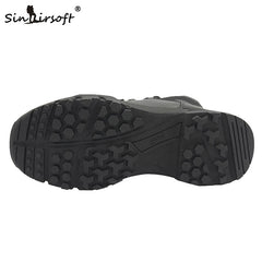 SINAIRSOFT Outdoor Genuine Leather U.S. Military Assault Tactical Boots Breathable  Anti-Slip Men Fishing Travel Hiking Shoes