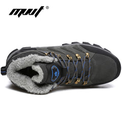 Supper Warm Fur Men Hiking Boots Waterproof Winter Outdoor Men Sneakers Professional Climbing Shoes Men
