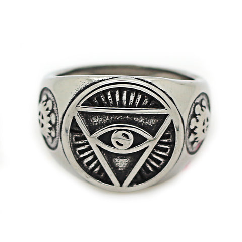 Top Quality Boy Charm Cool Unique Eyeball Ring for Men New Arrival Male Stainless Steel Totem Ring Jewelry Size8~13