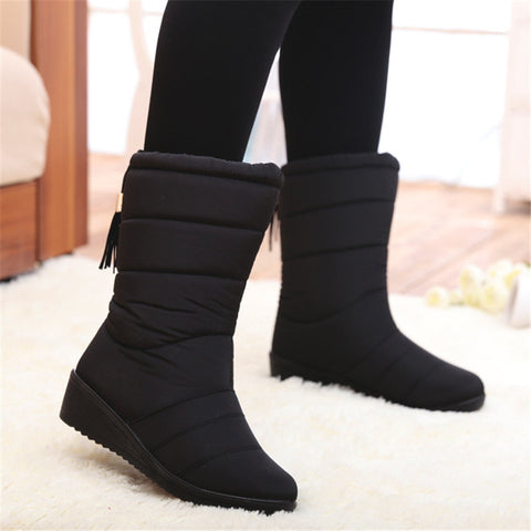 Winter Women Boots Female Waterproof Tassel Ankle Boots Down Snow Boots Ladies Shoes Woman Warm Fur Botas Mujer Elastic Band