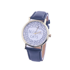 Cheap Watches For Women Vogue BECAUSE CATS Letters Print Quartz Watch Men Dress Hour Clock Relogio Feminino Wholesale Montre