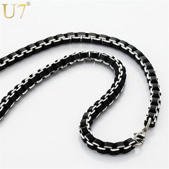 U7 Necklace Men Jewelry Trendy Cool Black Collar Alloy Jewelry Wholesale 3MM/6MM Box Link Chain Necklaces Gift N306