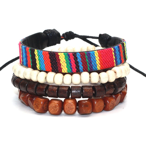 Newest 1 Set 4 pcs Punk Braided Adjustable Leather Bracelets Men For Women Cuff Vintage Jewelry men bracelet set Wholesale