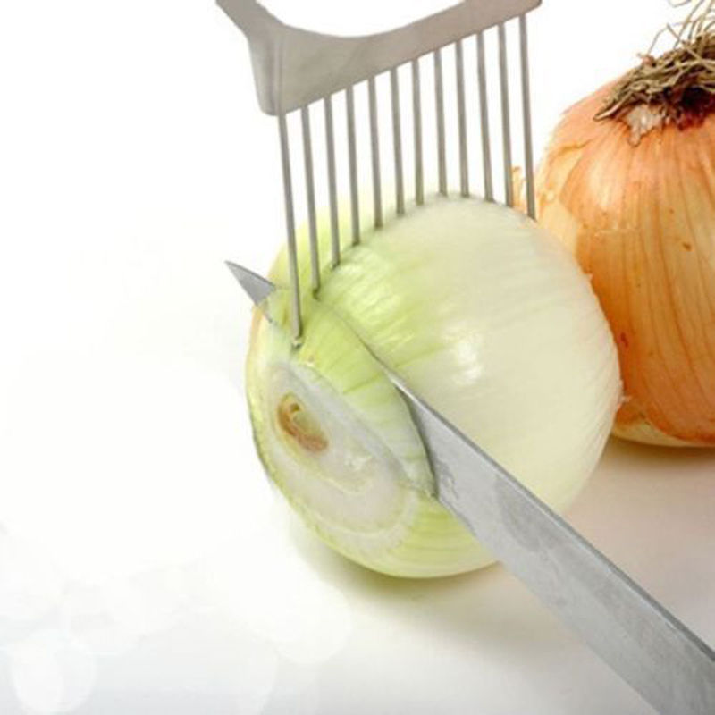 Stainless Steel Onion Slicer Vegetable Tomato Holder Cutter Kitchen Tools Gadget 2016 Kitchen Gift