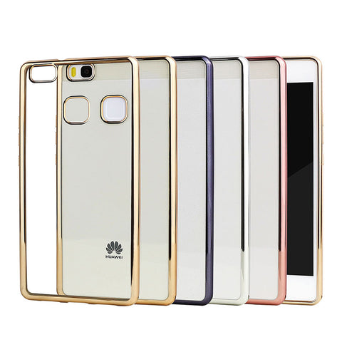 Plating Phone Case For Huawei P9 Lite Cover Silicone Ultra Thin Soft Transparent TPU Back Cover For Huawei P9 Lite Luxury Gold