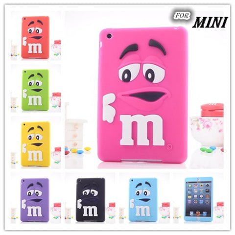 Free shipping new For apple ipad mini 1/2/3 case M&M's chocolate candy rubber soft silicone cartoon mini ipad case covers