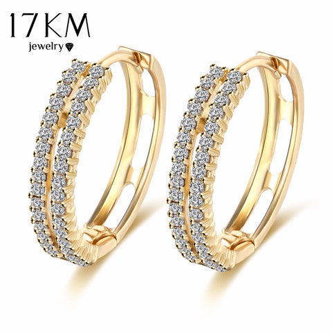 17KM Vintage Punk Gold Color Crystal Earrings for Women Simple Boho Wedding Jewelry Ear Cuff Brincos Statement Bijoux Femme