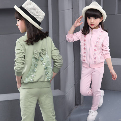 Kid sports wear girl's autumn sets children sports suit Girls Clothing Sets Velvet Sports Suits girl Jacket Pants Set YL261