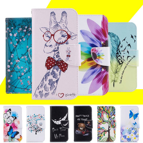 Pattern Case For Huawei Honor 5C/GT3/Honor 7 Lite/Nemo Giraffe Flip Wallet PU Leather Cover Card Slots Holder Stand Phone Cases