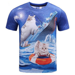 Mr.1991INC Hip Hop street wear T-shirt men/women 3d t shirt print lighting DJ cat eating pizza summer tops tees cool tshirt