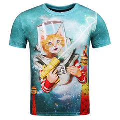 Mr.1991INC Hip Hop street wear T-shirt men/women 3d t shirt print lighting DJ cat eating pizza summer tops tees cool tshirt