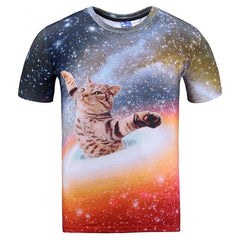 Mr.1991INC Hip Hop street wear T-shirt men/women 3d t shirt print lighting DJ cat eating pizza summer tops tees cool tshirt
