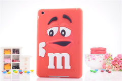 Free shipping new For apple ipad mini 1/2/3 case M&M's chocolate candy rubber soft silicone cartoon mini ipad case covers