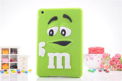 Free shipping new For apple ipad mini 1/2/3 case M&M's chocolate candy rubber soft silicone cartoon mini ipad case covers