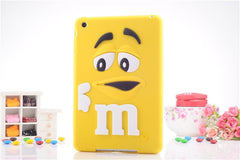 Free shipping new For apple ipad mini 1/2/3 case M&M's chocolate candy rubber soft silicone cartoon mini ipad case covers