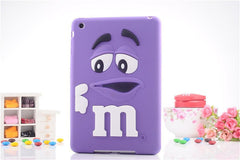 Free shipping new For apple ipad mini 1/2/3 case M&M's chocolate candy rubber soft silicone cartoon mini ipad case covers