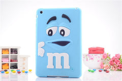 Free shipping new For apple ipad mini 1/2/3 case M&M's chocolate candy rubber soft silicone cartoon mini ipad case covers