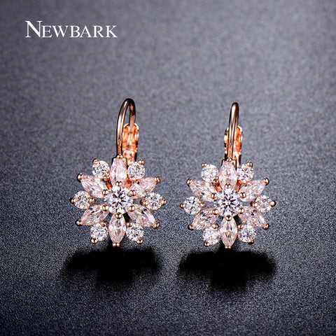 NEWBARK Luxury Ear Cuff Earring 6pcs Marquise CZ Formed Brilliant Flower Stud Earrings with Zircon Stone Women Birthday Gifts