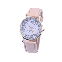 Cheap Watches For Women Vogue BECAUSE CATS Letters Print Quartz Watch Men Dress Hour Clock Relogio Feminino Wholesale Montre