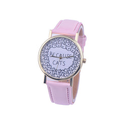 Cheap Watches For Women Vogue BECAUSE CATS Letters Print Quartz Watch Men Dress Hour Clock Relogio Feminino Wholesale Montre