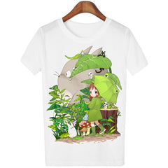 Peach Blossom Totoro Summer 2016 T Shirt Women Casual Fashion Cartoon White Top Tee 3D Print Plus Size Clothing