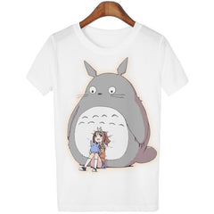 Peach Blossom Totoro Summer 2016 T Shirt Women Casual Fashion Cartoon White Top Tee 3D Print Plus Size Clothing