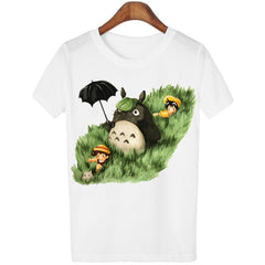 Peach Blossom Totoro Summer 2016 T Shirt Women Casual Fashion Cartoon White Top Tee 3D Print Plus Size Clothing