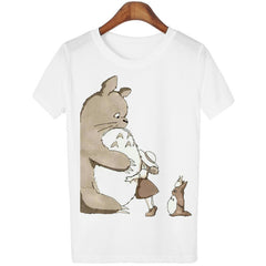 Peach Blossom Totoro Summer 2016 T Shirt Women Casual Fashion Cartoon White Top Tee 3D Print Plus Size Clothing