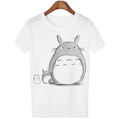 Peach Blossom Totoro Summer 2016 T Shirt Women Casual Fashion Cartoon White Top Tee 3D Print Plus Size Clothing