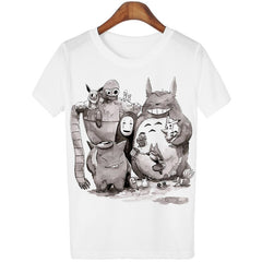 Peach Blossom Totoro Summer 2016 T Shirt Women Casual Fashion Cartoon White Top Tee 3D Print Plus Size Clothing