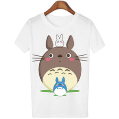 Peach Blossom Totoro Summer 2016 T Shirt Women Casual Fashion Cartoon White Top Tee 3D Print Plus Size Clothing