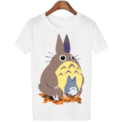 Peach Blossom Totoro Summer 2016 T Shirt Women Casual Fashion Cartoon White Top Tee 3D Print Plus Size Clothing