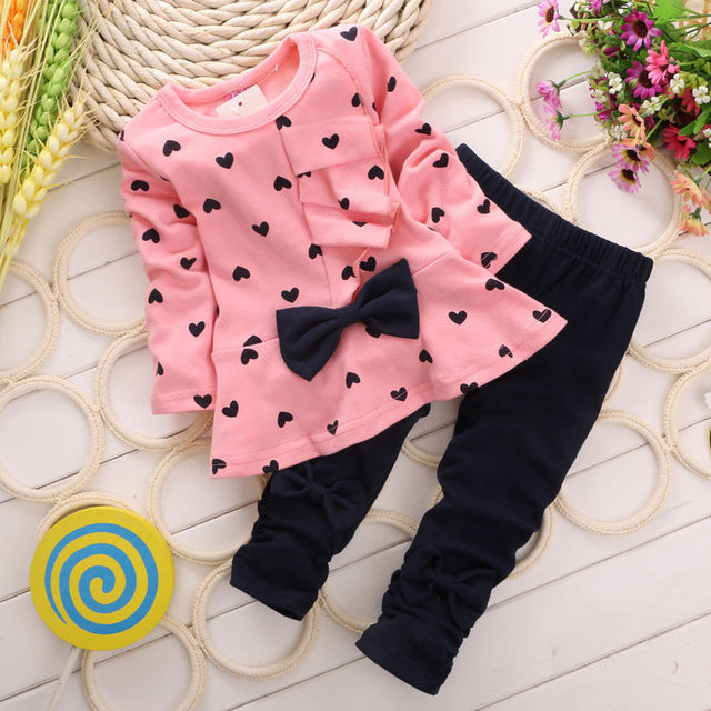 2017 New spring & autumn girls clothes sets T-shirt+ Pants 2pcs/set full sleeve clothing children active suits cotton kids wear.