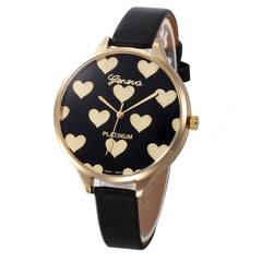 Newest hot quartz watch Women Casual lovely heart pattern slim Faux Leather strap Quartz Analog Wrist Watch relogios femininos#0