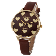 Newest hot quartz watch Women Casual lovely heart pattern slim Faux Leather strap Quartz Analog Wrist Watch relogios femininos#0