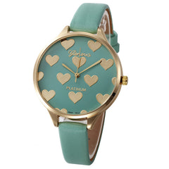 Newest hot quartz watch Women Casual lovely heart pattern slim Faux Leather strap Quartz Analog Wrist Watch relogios femininos#0