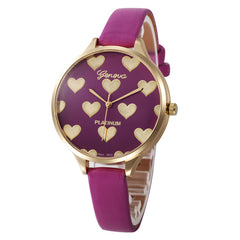 Newest hot quartz watch Women Casual lovely heart pattern slim Faux Leather strap Quartz Analog Wrist Watch relogios femininos#0