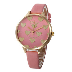 Newest hot quartz watch Women Casual lovely heart pattern slim Faux Leather strap Quartz Analog Wrist Watch relogios femininos#0