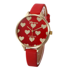 Newest hot quartz watch Women Casual lovely heart pattern slim Faux Leather strap Quartz Analog Wrist Watch relogios femininos#0