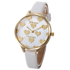 Newest hot quartz watch Women Casual lovely heart pattern slim Faux Leather strap Quartz Analog Wrist Watch relogios femininos#0