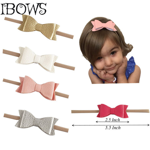 Newest 1 PC Girls Kid Synthetic Leather Hair Ties Hairbands Nylon Stretch Head Band Newborn Head Wrap