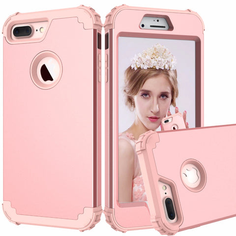 Shockproof Phone Cases for iPhone 6 6S 7 Plus,PC+TPU 3-Layers Hybrid Full-Body Protect Case for iPhone 7 Anti-Knock Phone Shell