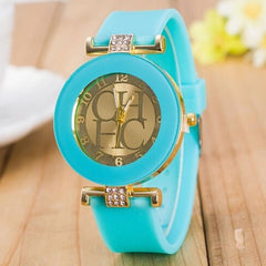 2017 NEW Gold Geneva Sport High Quality Quartz Watch Women Dress Casual Crystal Silicone Watches montre homme relojes hombre