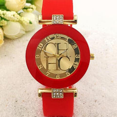 2017 NEW Gold Geneva Sport High Quality Quartz Watch Women Dress Casual Crystal Silicone Watches montre homme relojes hombre