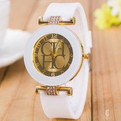 2017 NEW Gold Geneva Sport High Quality Quartz Watch Women Dress Casual Crystal Silicone Watches montre homme relojes hombre