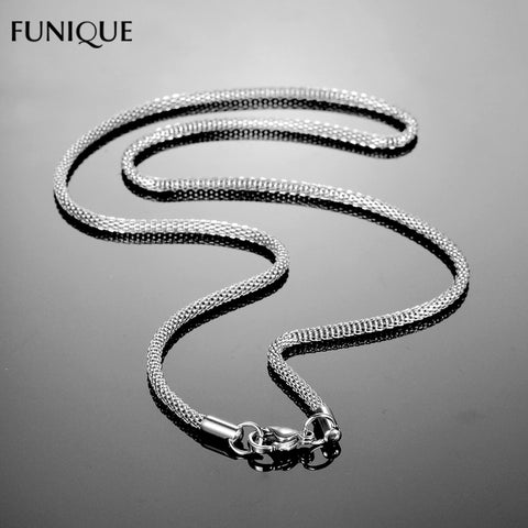 2016 New FUNIQUE Necklace Jewelry Stainless Steel Mesh Chain Necklace For Womens Silver Tone Steampunk Men Necklace 45-70cm