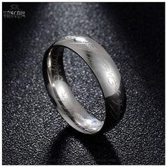 Hobbit Letter Rings Black Stainless Steel the Lord One Rings Titanium Steel 6MM Men Rings