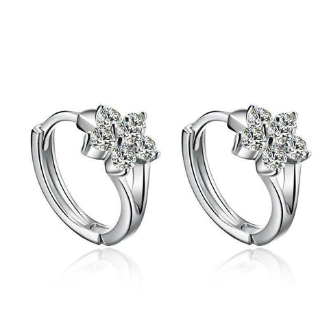 Fashion Silver Stud Earrings Women Cute Snowflake Florid Earrings Luxury Rhinestone Ear Buckle Jewelry Wholesale