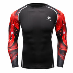 Muscle Men Compression Shirts Tight T-shirt Long Sleeves Thermal Under Top MMA Rashguard Fitness Base Layer Weight Lifting Wear